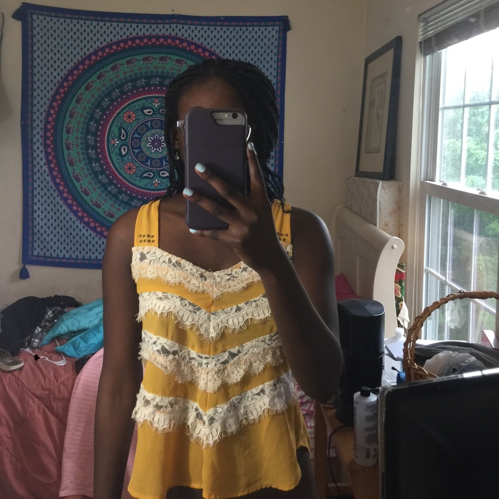 Yellow Flowy Lace Top